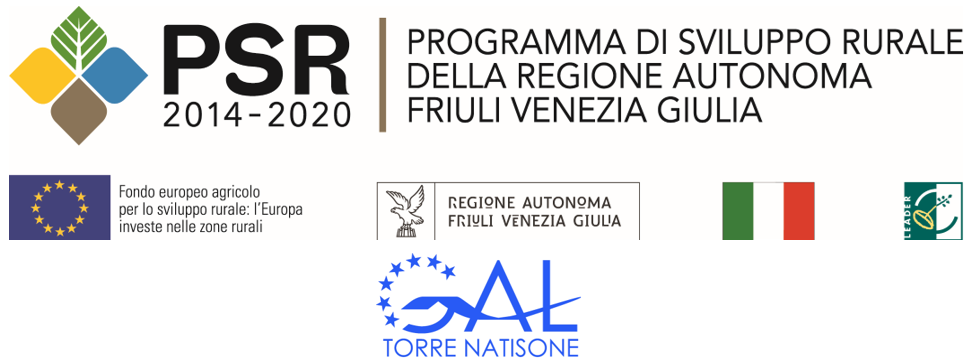 Loghi PSR FVG 2014-2020, FEASR, Regione Friuli Venezia Giulia e GAL Torre Natisone